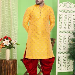 Men Jacquard Kurta Dhoti Set-image-24