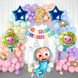 Cocomelon 2nd Birthday Decoration Multicolor Foil Balloon and Confetti for Kids-image-30