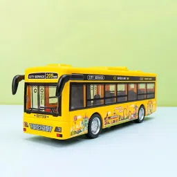 Long Bus Toy For Kids Plastic Bus Toy Light Music Openable Door Friction Power-25