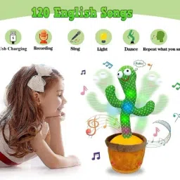 bambono Rechargeable Dancing Cactus Talking Plush Toy with Singing & Recording Function image 3