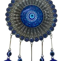 Decorative Blue Evil Eye Wall Hanging with Bells for Home & Car Protection Aluminium, Plastic Windchime-image-43
