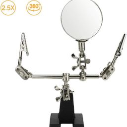 UpToDateTools Helping Hands Magnifier with Dual Adjustable Alligator Clips in 2.5X Magnifying Glass Soldering Station for Crafting, Hobby, Micro Objects image 5