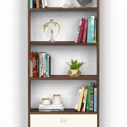 bluewud Molse Multipurpose Floor Standing Bookshelf with Drawer for Office Home Engineered Wood Semi-Open Book Shelf image 2