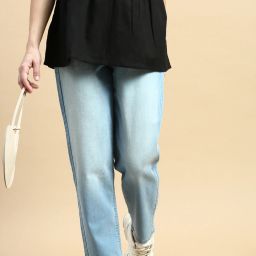 Women Relaxed Fit Mid Rise Light Blue Jeans-image-56