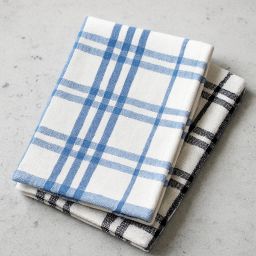 Classic Check Terry Towel - Set of 2 Blue, Black Cloth Napkins-image-60