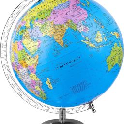 Globe for Kids, Educational World Globe with 50mm Magnifying Glass for Kids Desk and Table Top Political World Globe-30