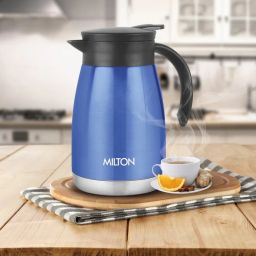 Milton Thermosteel Vacuum Insulated Carafe Flask (Pack of 1, Blue, Brown) Electric Kettle-image-0