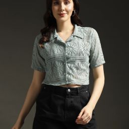 Casual Regular Sleeves Striped Women Light Green Top-image-4