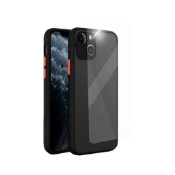 Arrow Duplex Screen Protector & Polycarbonate Back Cover Combo for Apple iPhone 13 (Anti Scratch Design, Black)-4