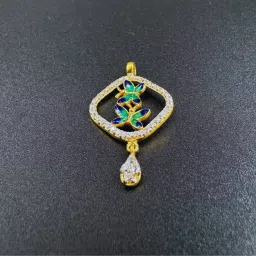 NJ Arts Twilight Bloom Pendant 22kt Swarovski Yellow Gold Pendant-image-4