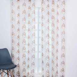 parda online Brown & White Polyster Abstract 5ft Sheer Eyelet Window/Door (2 Pc)-picture-17