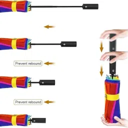 priyam enterprise Rainbow Umbrella Auto Open/Close Double Layer Color Stripes Folding_190 Umbrella image 4