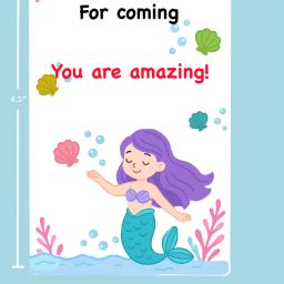 thestickermom Mermaid Theme ThankYou Cards – Party Favor Set Of 25 Greeting Card image 3