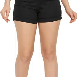 Solid Women Black Hotpants-image-23