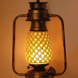 Multicolor, Gold Iron, Glass Table Lantern-image-73