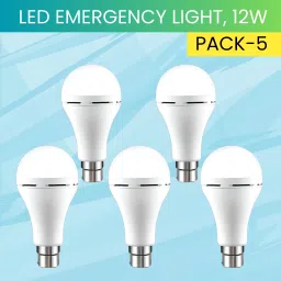 12W Rechargeable Inverter LED Bulb with Upto 4H.Power Cut Lighting Pack of_5A397 4 hrs Bulb Emergency Light-image-98