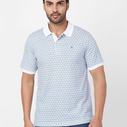 raymond Men Printed Polo Neck Pure Cotton Blue T-Shirt-picture-41