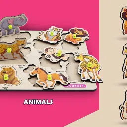 plus shine 3D Books Learning Toys Jigsaw puzzle Wooden Animals Name matching Puzzle Board image 5