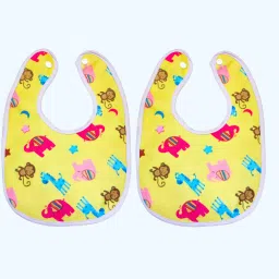 Baby Feeding Printed Apron Bibs with Snap Button & Easy Clean Soft PVC Material-image-0