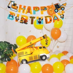 Construction Birthday Theme Decoration Items with Crane Foil Balloons-image-65