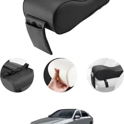 Universal Black Arm Pain Releif Armrest/Handrest With Phone Holder For Car-228 Car Armrest Cover-image-86