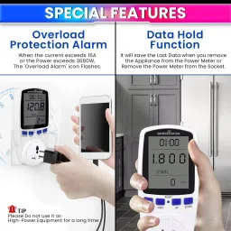 amicisense Digital Socket Power Meter – Energy Monitor for Voltage, Amps & Frequency Test Digital Voltage Tester image 2