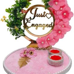Just Engaged Ring Platter | Elegant Decorative Plate for Newly Engaged Couples Wood Decorative Platter-image-66