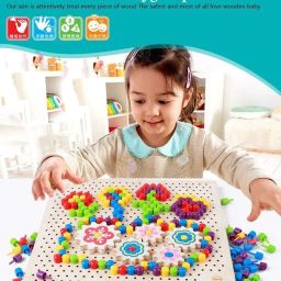 Wooden Pixel Button Art Toy Set, Multicolour-image-5