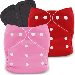 Washable And Re-usable Cloth Diapers,Adjustable Size (Red,Pink) With 2 Black Insert-image-34