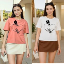 Pack of 2 Women Printed Round Neck Polyester Pink, White T-Shirt-image-95