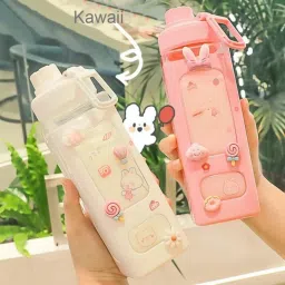 Kawaii Water Bottle With Straw 700 ml Water Bottle-image-30