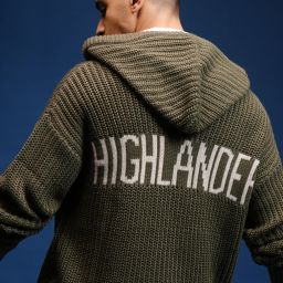 Men Self Design Hooded Neck Green Sweater-picture-5