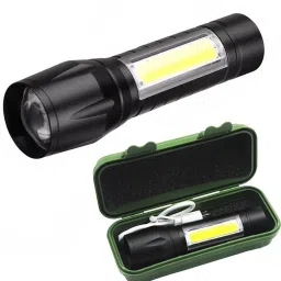 Rechargeable Torch Mini Small Light Flash Light with COB Zoomable Torch Light Shower Laser Light-8
