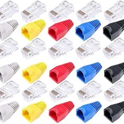 EXPERTRONICS 10 Set of RJ45 Cat5, Cat6 Connectors and Cat5, Cat6 Strain Relief Boots - 10 Pcs Lan Adapter-35