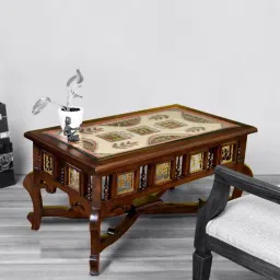 mudramark from pepperfry Coffee Teak Wood Coffee Table in Walnut Finish-picture-36