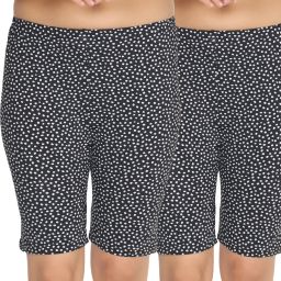 Pack of 2 Polka Print Women Reversible Black Cycling Shorts-image-44
