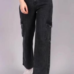 Women Flared Mid Rise Dark Grey Jeans-image-6