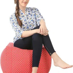 Large Square Cotton Canvas Star Printed Ottoman Bean Bag Footstool With Bean Filling-picture-23