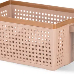 nayasa Plastic Frill Plastic Basket No.01, Plastic Small Rectangle Basket For Kitchen, Beige Storage Basket-picture-7