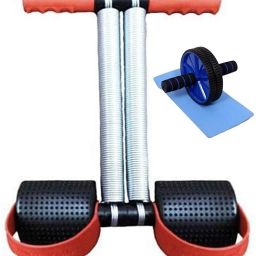 BLUE AB ROLLER WITH DOUBLE SPRING TUMMY TRIMMER RED Fitness Accessory Kit Kit-20
