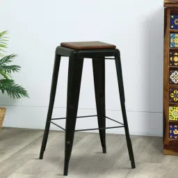 bohemiana from pepperfry Byron Metal Bar Stool In Black Colour-picture-48