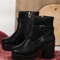 Women's Round Toe Ankle Boots Buckle Zipper Chunky Block Heel Boots for Women Boots For Women-image-61