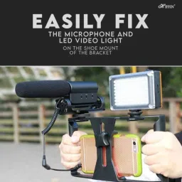 TECHGEAR Universal Stabilizer C-Shape Bracket Video Handheld Grip for DSLR DV Camer Stabilizer with 3 Cold Shoe Mount for Accessories and Bracket for Smartphones Camera Rig image 5