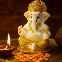 Ganesh Idol 3.5 in – White Gold Color Polyresin Murti for Home Décor, Car,Office Decorative Showpiece - 9 cm-image-13