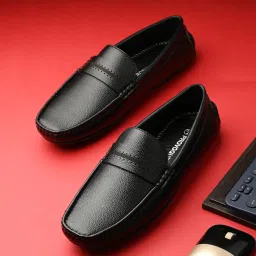 Provogue Men Black Faux Leather Formal Slip On Loafers Slip On For Men-image-35