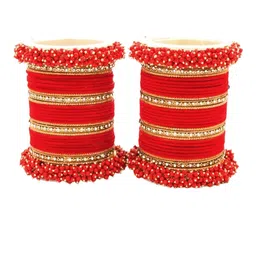 leshya Set Of 64 Brass-Plated Stone-Studded & Beaded Bangles image 2