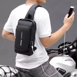 Black Men & Women Sling Bag Cross Body Sling Bag Chest Backpack for Men Waterproof Lightweight Casual Bag-image-111