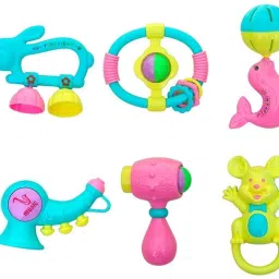 Colorful Non Toxic Set of 6 Shake & Grab Rattle BPA Free for New Born Rattle-image-48