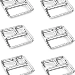 3 in 1 Pav Bhaji/ Bhojan Thali/ Snacks Plate- Set of 6 Sectioned Plate-picture-5