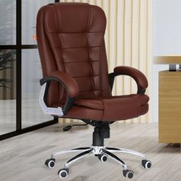 Bempton Brown Revolving High Back | Ergonomic | Home & Office | Leatherette Office Executive Chair-image-68